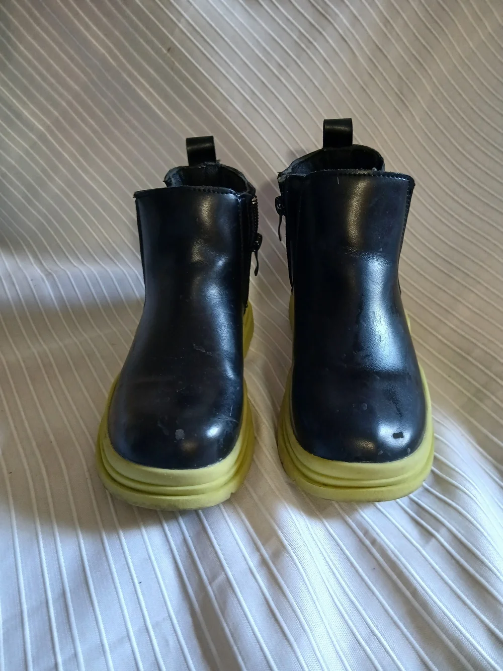 Black Chelsea Boots with Yellow Platform Sole